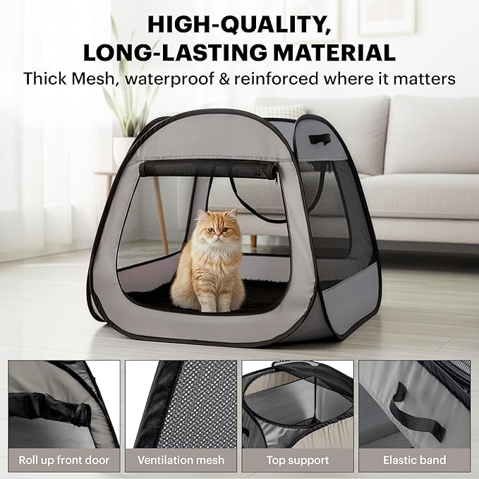 LAFYETTE. - US Based, Portable Cat Playpen, Trapezoidal Stable Design, Foldable - Image 5