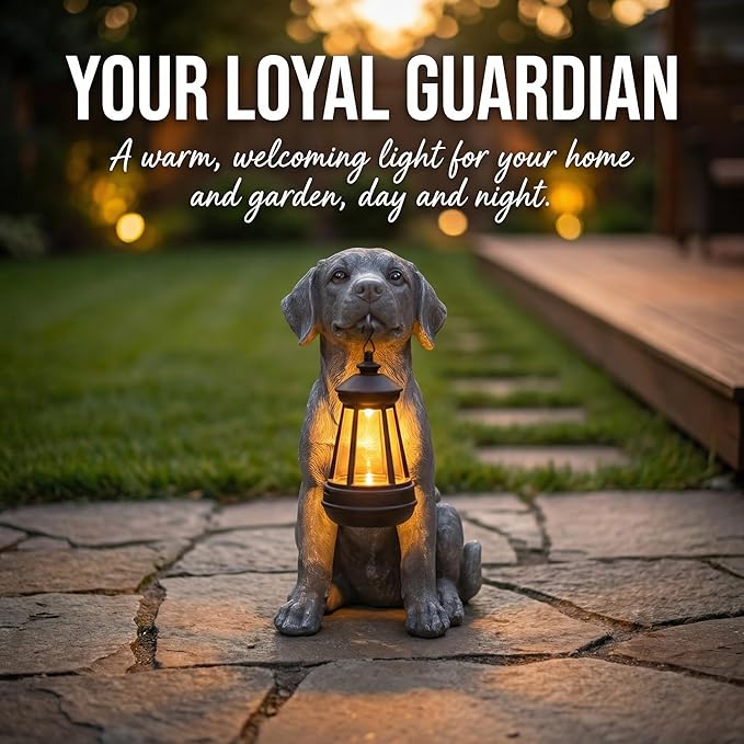 Dog Statue with Solar Lantern - Image 2