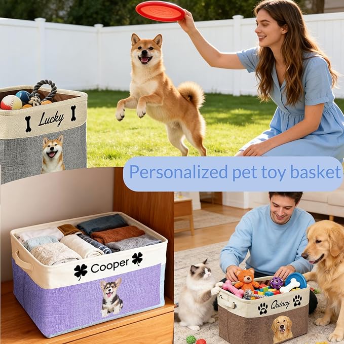 Personalized Dog Cat Toy Basket - Image 6