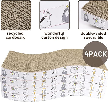 PatiencET Cat Scratcher Cardboard 4 Pack Cat Scratch Pad Reversible Scratcher - Image 3