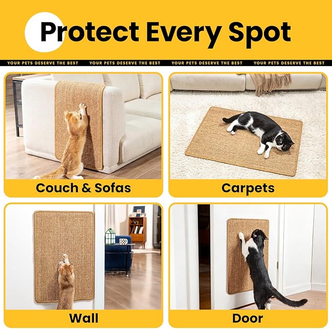 Conlun Cat Scratcher Mat, Natural Sisal Cat Scratch Pad - Image 5