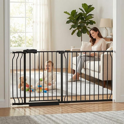 Extra Wide Baby Gate Tension Indoor Safety Gates Black Metal Large Pressure by COSENDBABYGATE