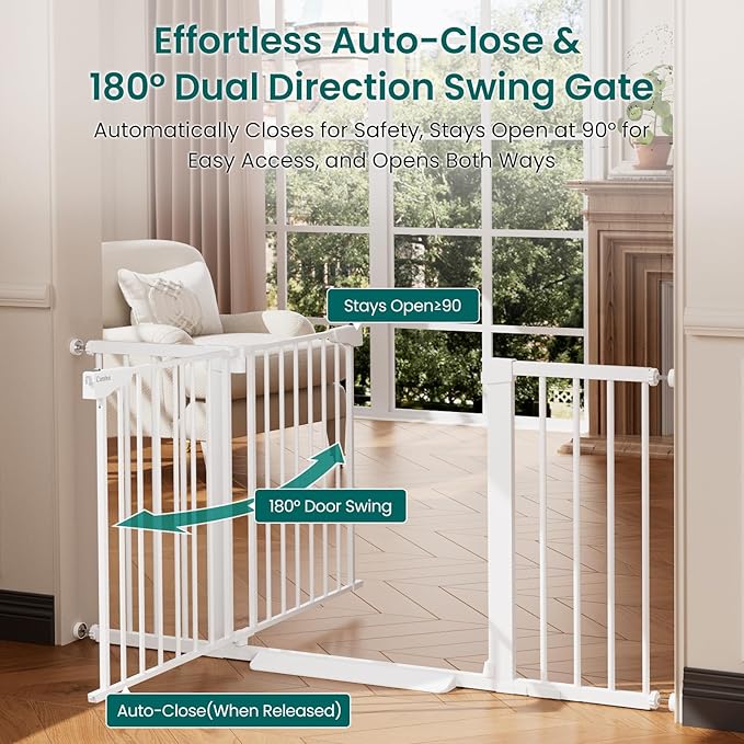 Cumbor 2 Pack 30-54" Baby Gate for Stairs, Dual Lock & Self-Closing Dog Gate - Image 5