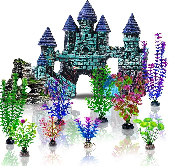 Mechpia 13 Pieces Aquarium Decorations Kit, Fish Tank Decorations Set Small by Mechpia