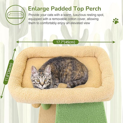 Globlazer Large Cactus Cat Tree Tower, 70in Tall Heavy Duty Green Cat Tree - Image 2