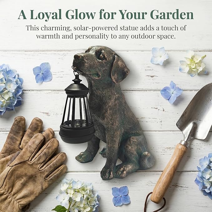 Dog Statue with Solar Lantern - Image 3