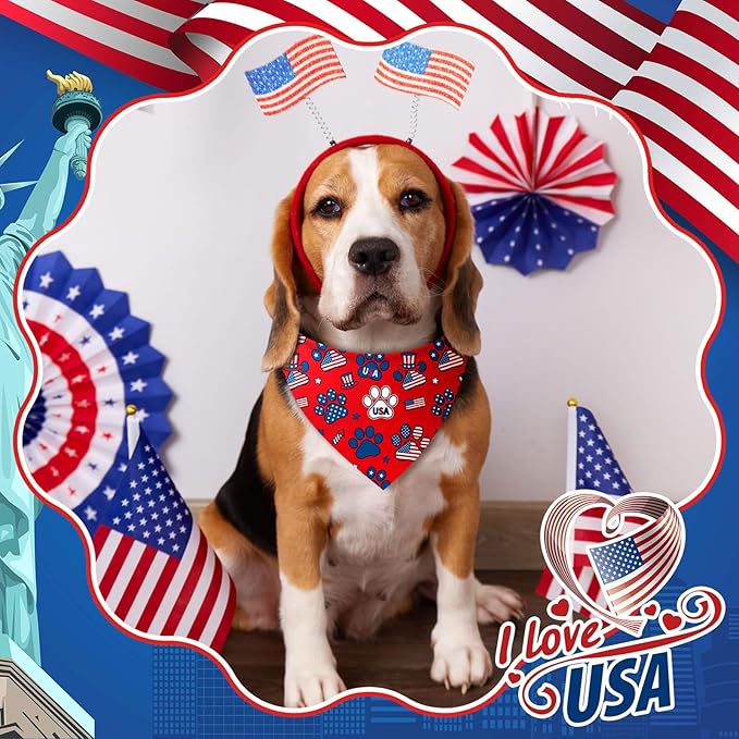 50 Pcs Patriotic Paw Print Dog Bandanas Bulk 4th of July Bandanas - Image 4