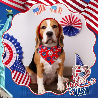 50 Pcs Patriotic Paw Print Dog Bandanas Bulk 4th of July Bandanas - Image 4