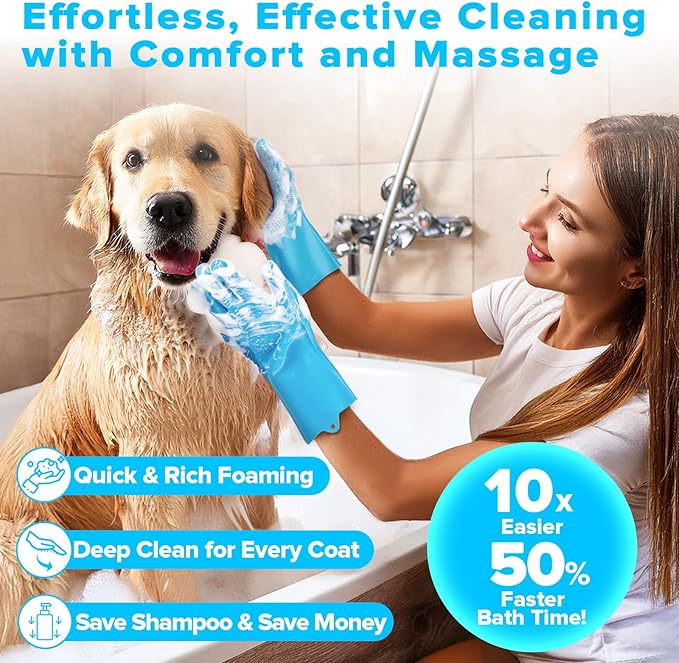 Augwind 6PCS Pet Grooming Kit for Dogs, Cats and Horses | Dog Washing Gloves | - Image 2