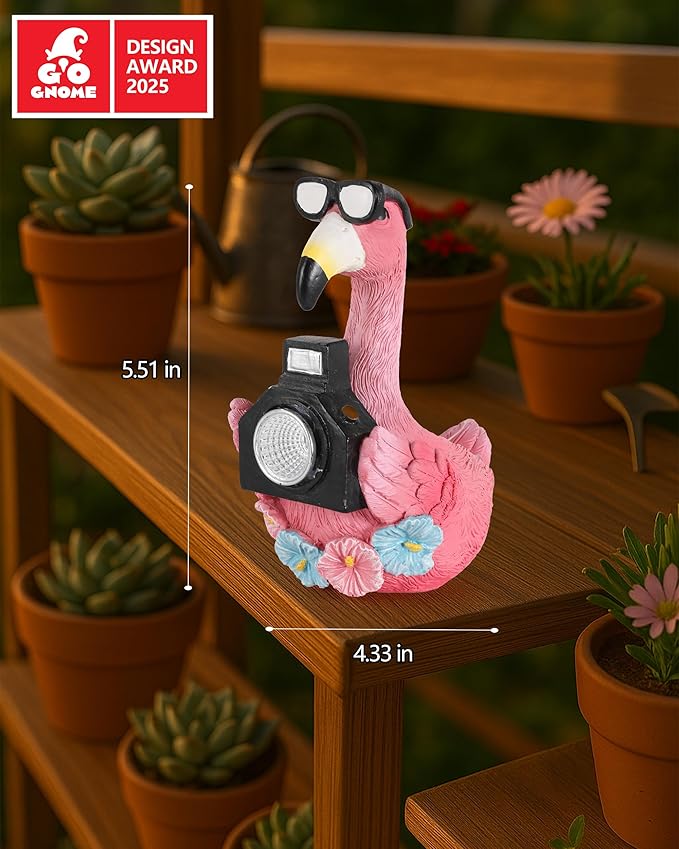 GoGnome Solar Flamingo Garden Statue - Image 4