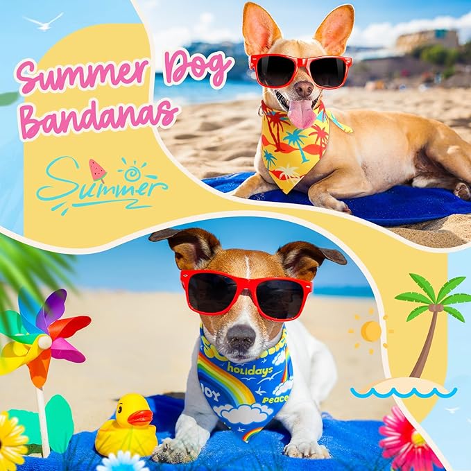 Preboun 50 Pcs Summer Bandanas Dogs Bulk Hawaiian Dog Bandanas Fruit Kerchief - Image 2