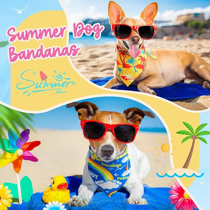 Preboun 50 Pcs Summer Bandanas Dogs Bulk Hawaiian Dog Bandanas Fruit Kerchief - Image 2