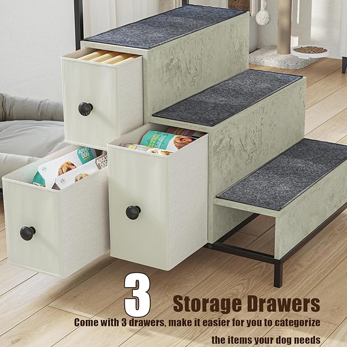 LEMBERI Pet Bunk Bed with Stairs and Storage, Dogs/Cats Window Perch, Bedside - Image 4