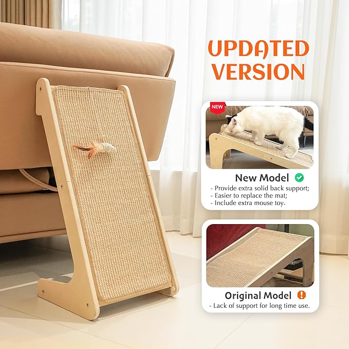 PETKARAY Cat Scratcher, Cat Sisal Scratching Ramp, L Shape Cat Scratch Pad - Image 2