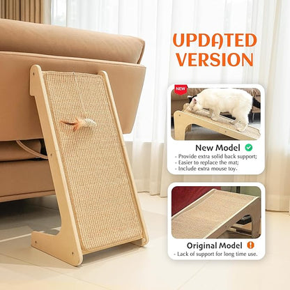 PETKARAY Cat Scratcher, Cat Sisal Scratching Ramp, L Shape Cat Scratch Pad - Image 2