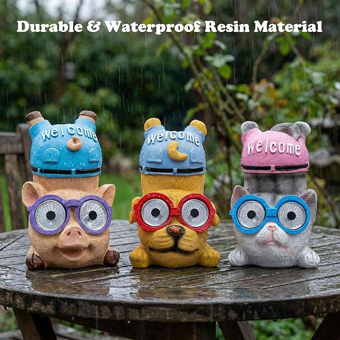 pearlstar 3 Pack Solar Lights Outdoor Garden Statues Resin Animal - Image 7