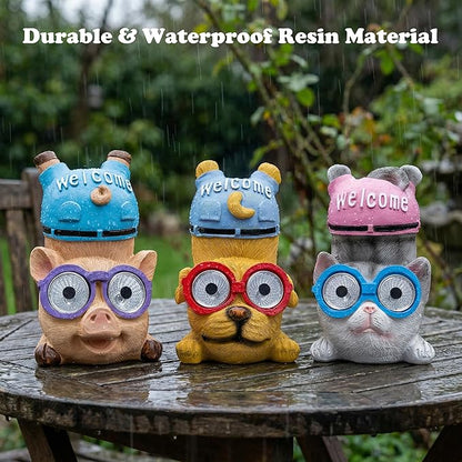 pearlstar 3 Pack Solar Lights Outdoor Garden Statues Resin Animal - Image 7