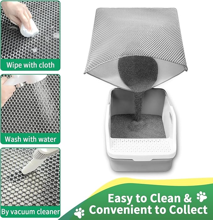 GRELY Cat Litter Mat, 25x16 Inches Litter Box Mat, 2 Layer Litter Trapping Mat - Image 5