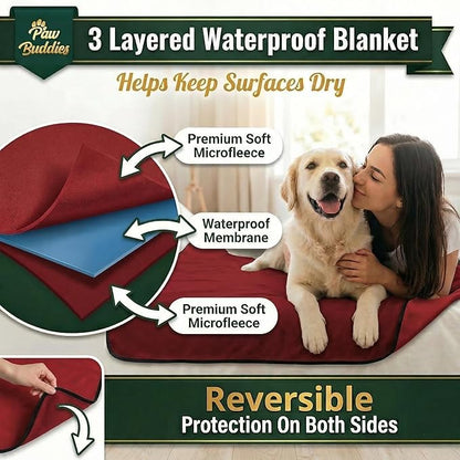 Paw Buddies Premium Waterproof Blanket 80"x90" Velvet-Feel Reversible Throw – - Image 2