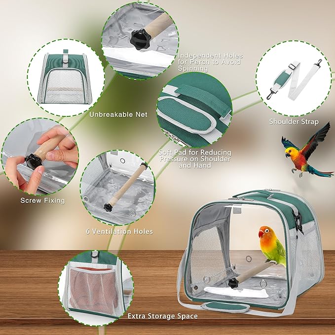 Small Bird Carrier, Large Window Travel Cage - Image 3