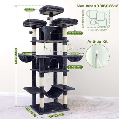 Globlazer Big Cat Tower for Indoor Cats, 80inch Cat Tower for Multiple Adult - Image 6