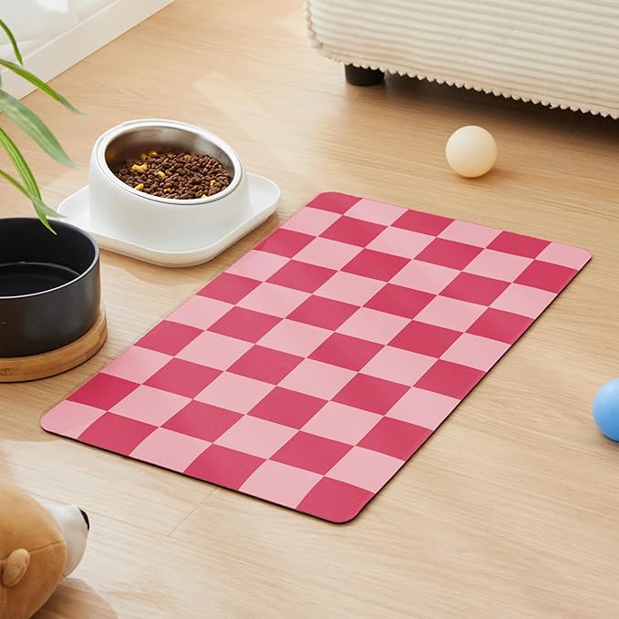Checkered Dog Feeding Mat, Absorbent Mats by Ralxion