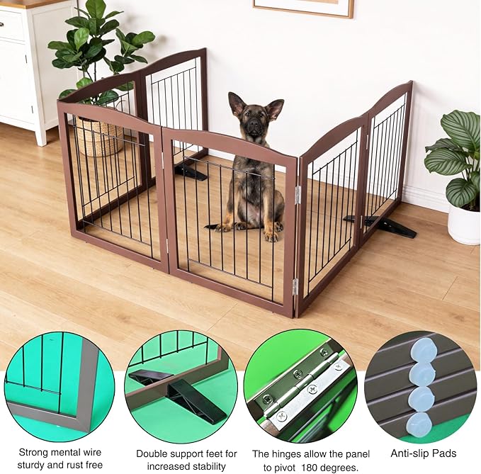 ZJSF Freestanding Dog Fence Indoor, Foldable Dog Gate - Image 5
