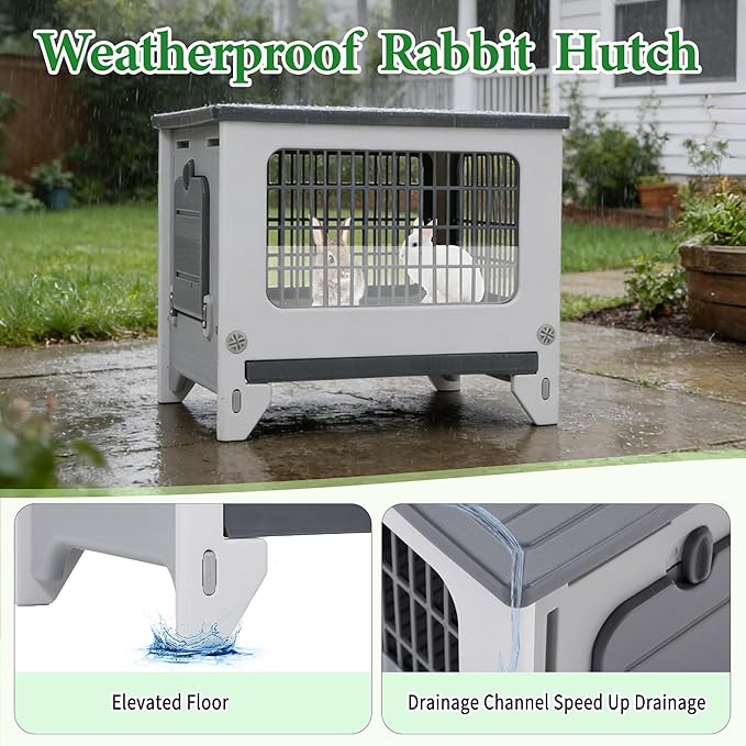 Rabbit Hutch Outdoor Indoor Plastic Waterproof Bunny Cage Enclosure Chew-Proof - Image 5