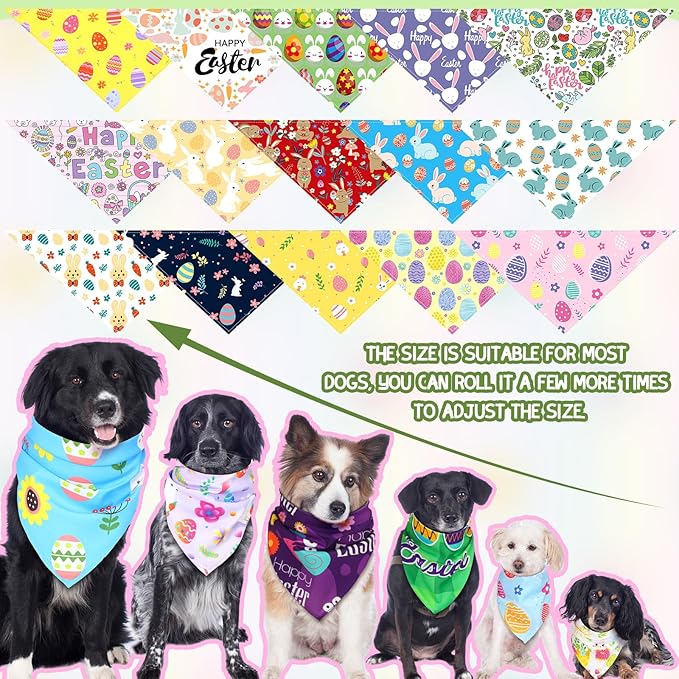 Huhumy 100 Pcs Easter Dog Bandanas Bulk Pet Bibs Colorful Triangle Scarf Pet - Image 2