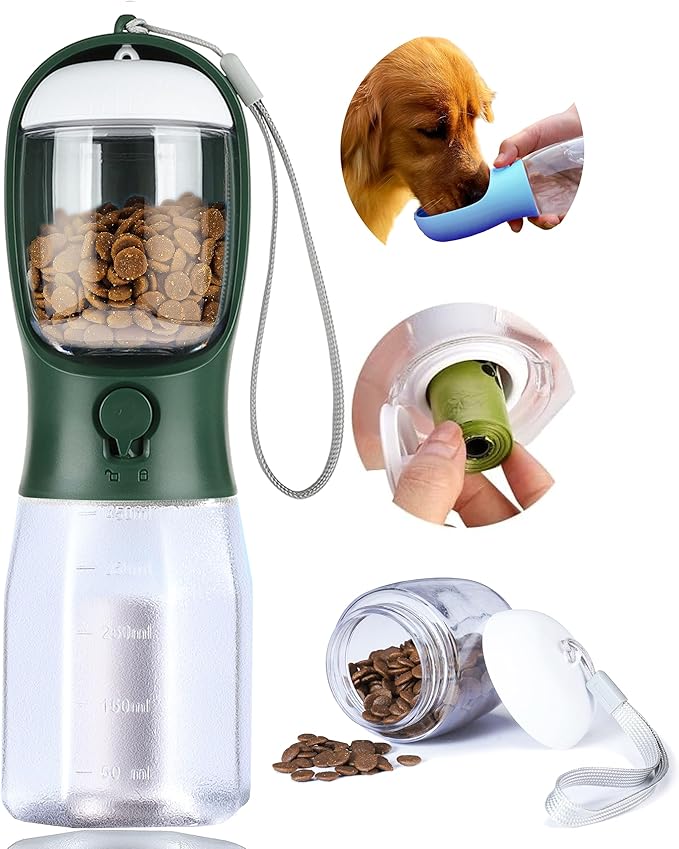 Dog Water Bottle with Food Container, Portable Pet Dog Water Dispenser by AVELORA