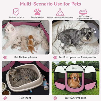 Siedihit Pink Puppy Playpen for Large Dog Cat, Dog Tent Crates Cage - Image 4