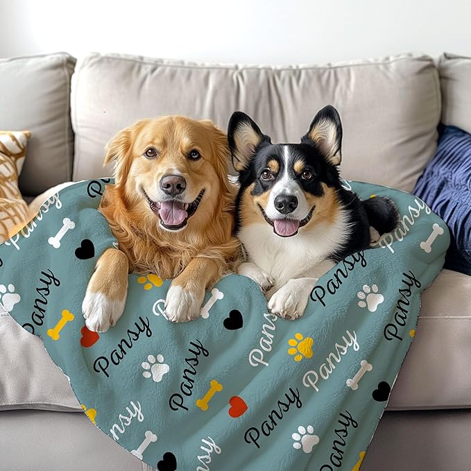Personalized Dog Blankets with Name, Custom Paw Print Blanket - Image 3