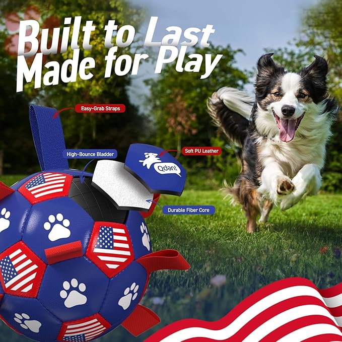 QDAN Dog Toys Soccer Ball with Straps, Durable Balls - Image 4