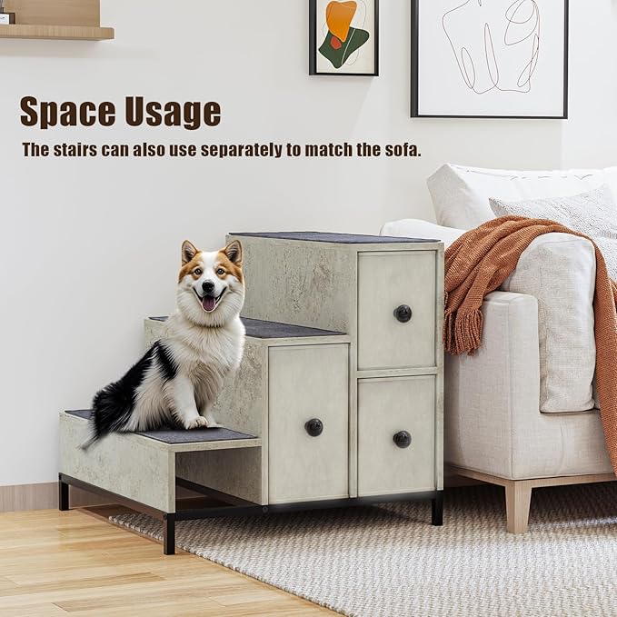 LEMBERI Pet Bunk Bed with Stairs and Storage, Dogs/Cats Window Perch, Bedside - Image 6