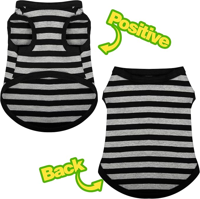 Paiaite 3 Pieces Dog Striped Shirt Red Green Black Color Cotton Sleeveless - Image 7