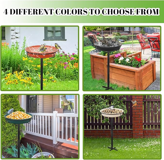 35.5In Freestanding Birdbaths Bowl Outdoor, Standing Garden Bird Bath Bird - Image 4