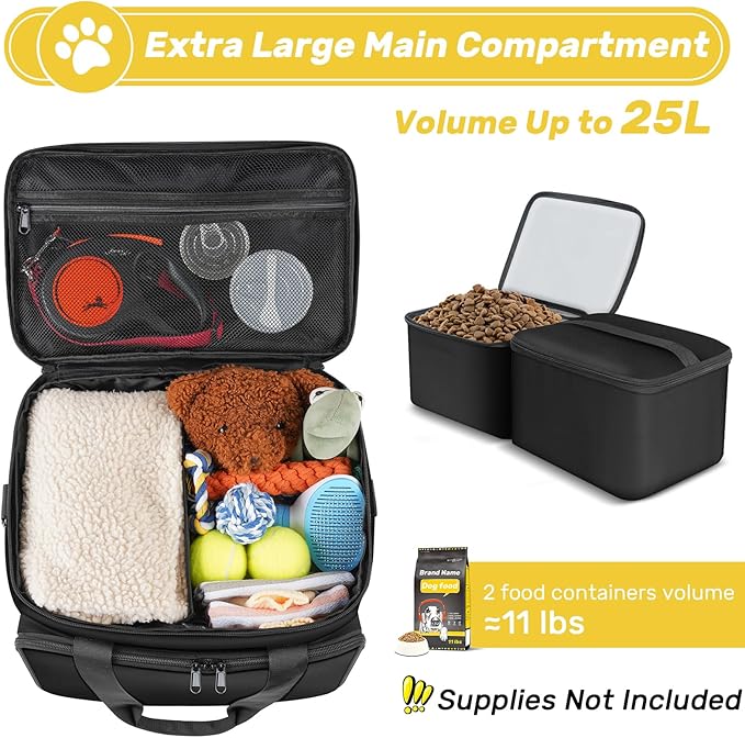 6 Set Dog Travel Bag, Large Pet Travel Kit - Image 2