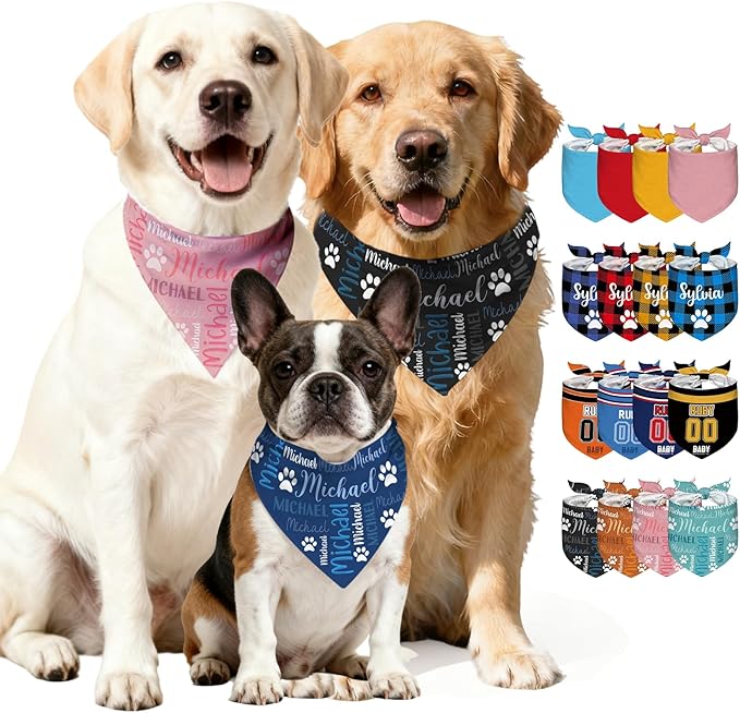 Custom Dog Bandana with Name, Personalized Pet Bandana by Unknown