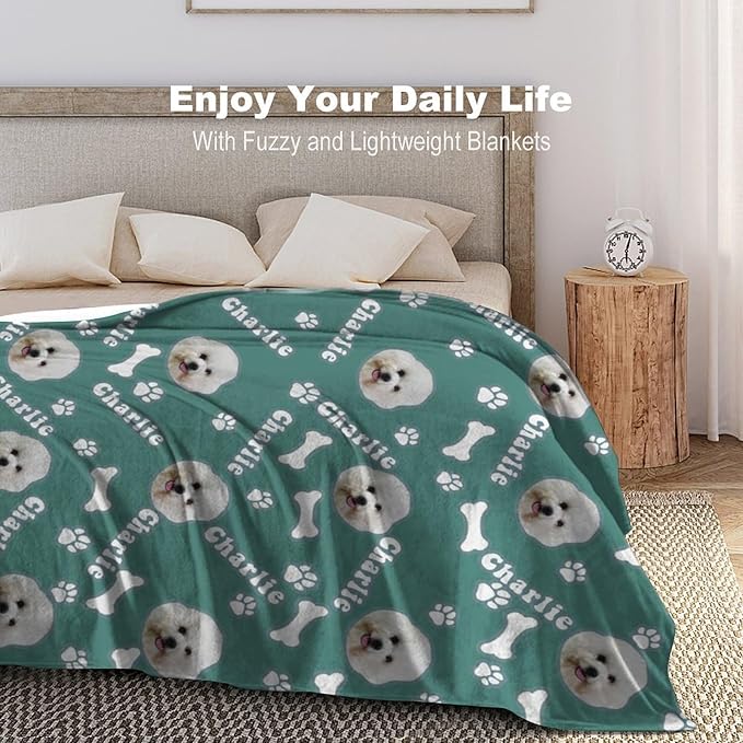 Personalized Dog Blanket with Name Customized Paw Prints Pet Blanket Loss - Image 2