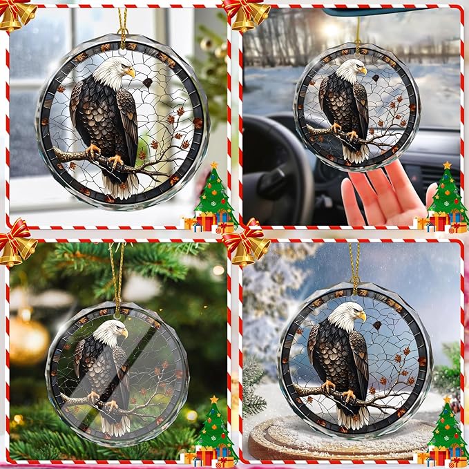 Stained Glass Eagle Christmas Ornaments, Christmas Hanging Ornament, Holiday - Image 6