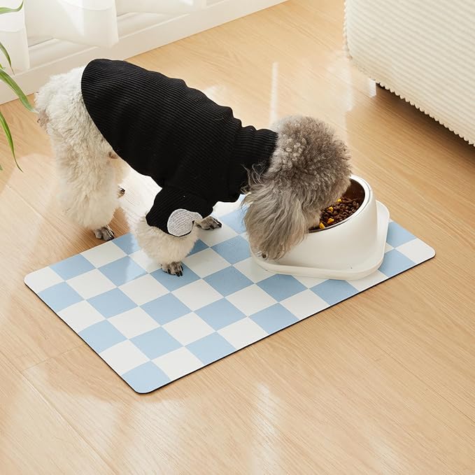 Checkered Dog Feeding Mat, Absorbent Mats - Image 3