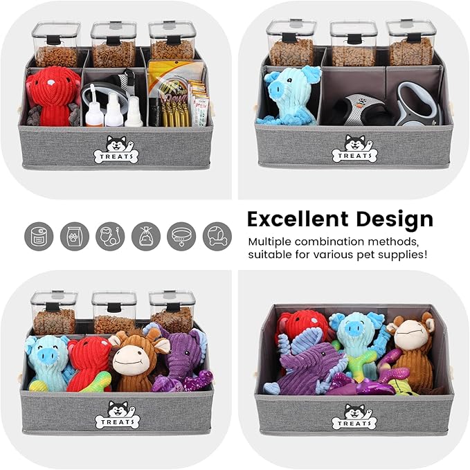 Dog Treat Container Basket for Countertop, Foldable Pet Toy Box for Living Room - Image 3