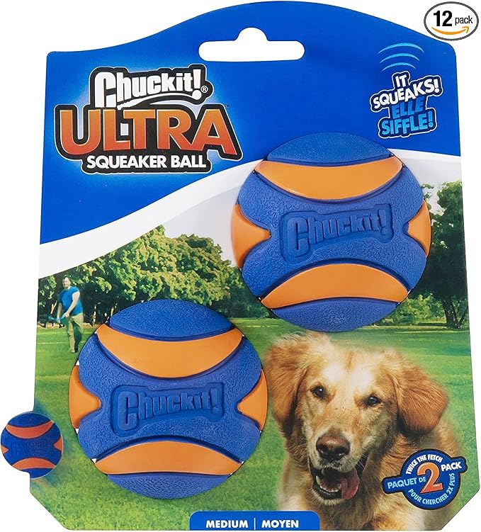Chuckit! Ultra Squeaker Balls for Dogs, Floating Water Pet Toys, Durable Rubber by Chuckit