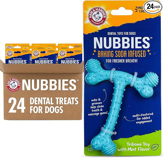 Arm & Hammer Nubbies T-Bone Dental Chew Toy Peanut Butter Flavor Textured Toy by ArmHammer