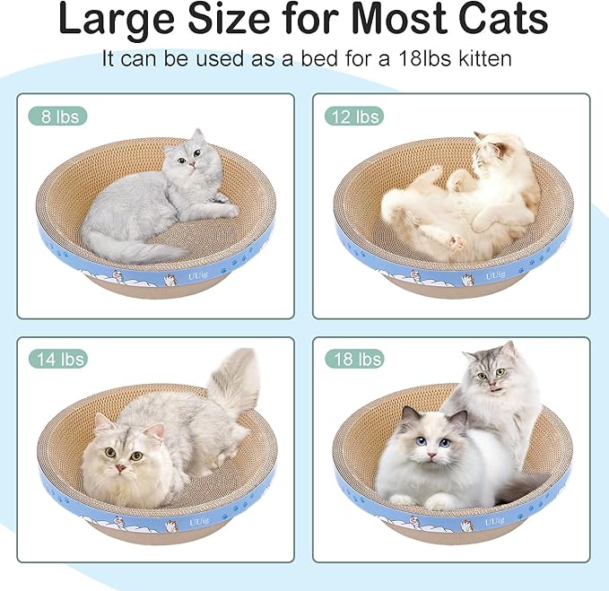 Round Cat Scratcher Bed, 17.7x17.7 Inch Cardboard Cat Scratcher Bowl - Image 6