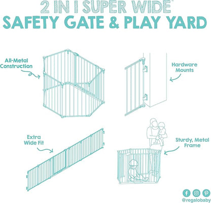 Regalo Safety 56"-130" Super Wide Baby Gate & Play Yard, 2-in-1 Adjustable - Image 6