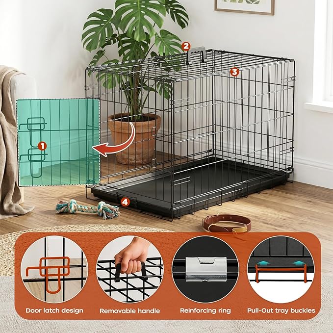 BestPet | Dog Crate | 30" | Black | Foldable Metal Kennel - Image 5