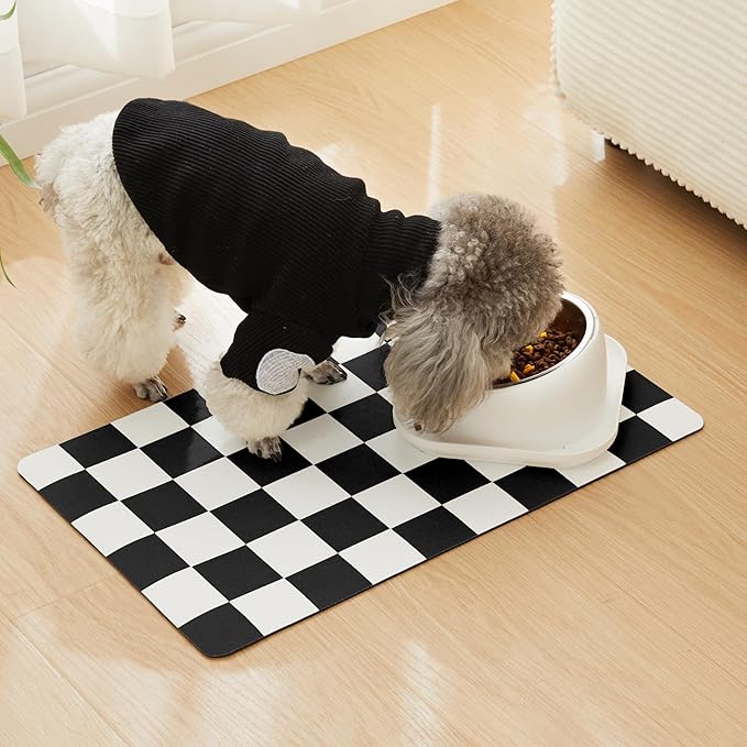 Checkered Dog Feeding Mat, Absorbent Mats - Image 3