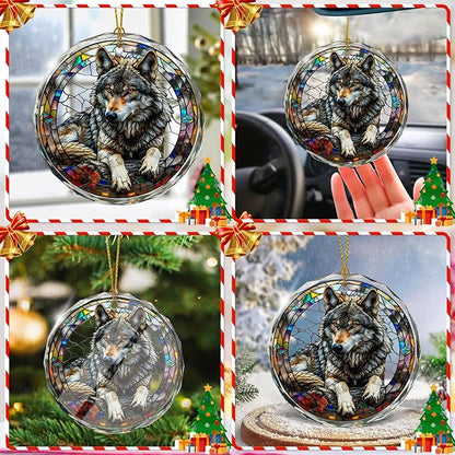 Wolf Ornaments for Christmas Tree, Stained Glass Ornament and Christmas Tree - Image 6