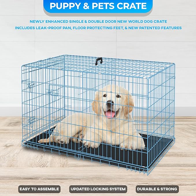 FDW Dog Crate for Medium Dogs 30 Inch Folding Metal WirePet Cage Double Door - Image 4